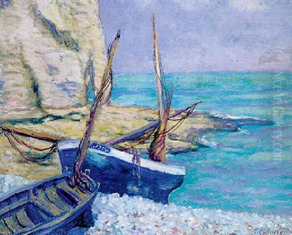 Les Barques A Etretat Oil Painting by Theodore Earl Butler