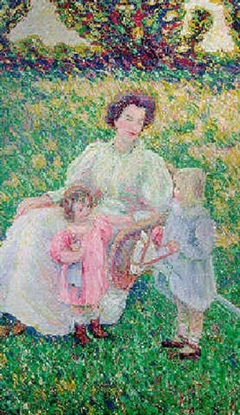 Suzanne Et Ses Enfants Oil Painting by Theodore Earl Butler