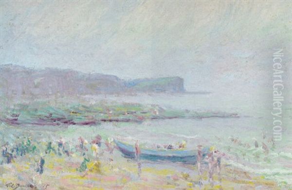 Beach At Veules-les Roses, 1905 Oil Painting by Theodore Earl Butler