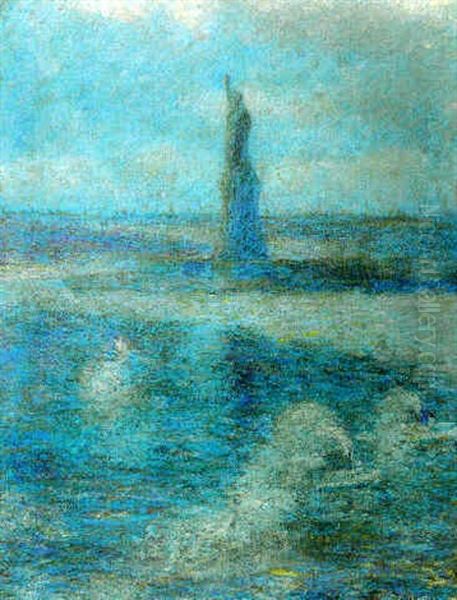 Statue Of Liberty In The Mist Oil Painting by Theodore Earl Butler