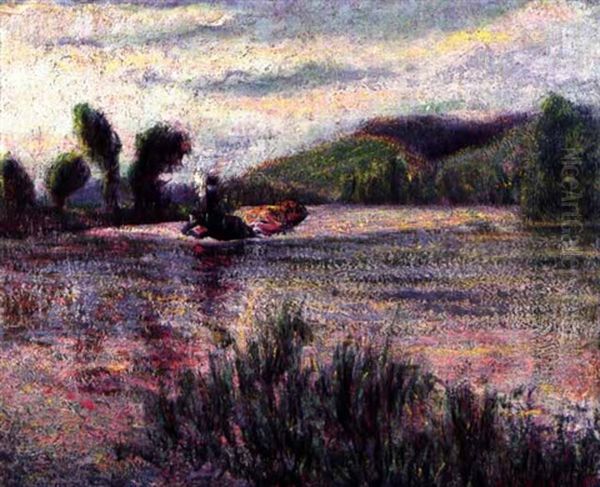 River Scene Oil Painting by Theodore Earl Butler