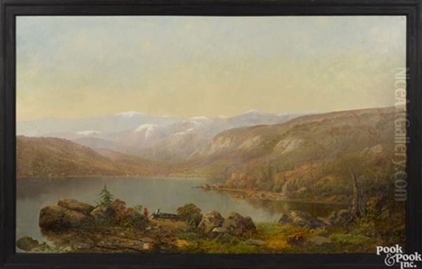 Lanscape Depicting A Lake Oil Painting by Frederick A. Butman