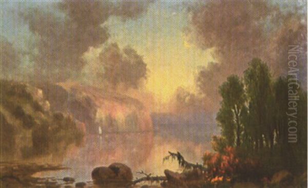 The Palisades On The Hudson Oil Painting by Fredrick A. Butman