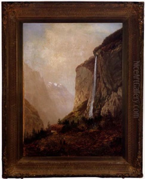 Der Staubbachfall (switzerland) Oil Painting by Fredrick A. Butman