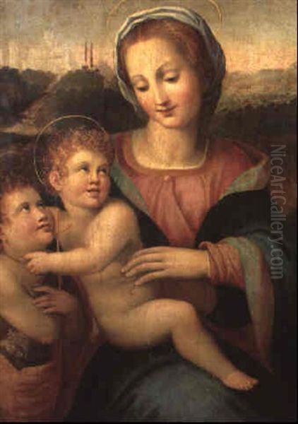 The Madonna And Child With The Infant St. John Oil Painting by Giovanni Maria Butteri