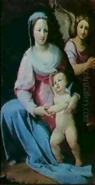 The Madonna And Child Accompanied By An Angel Oil Painting by Giovanni Maria Butteri