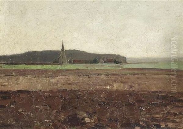 Landschaft Mit Kirche Und Ackerland In Inhausen Oil Painting by Bernhard Buttersack