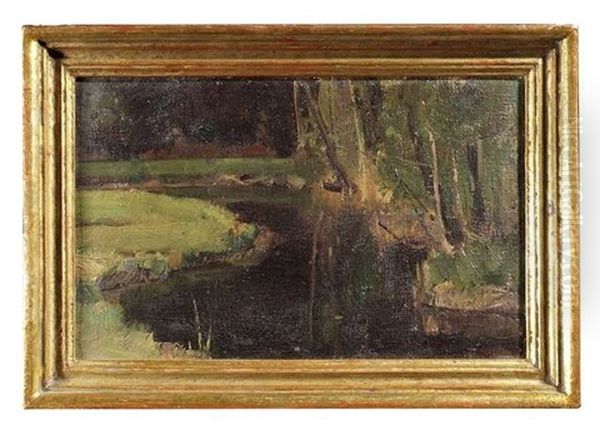 Herbstliche Flusslandschaft Oil Painting by Bernhard Buttersack