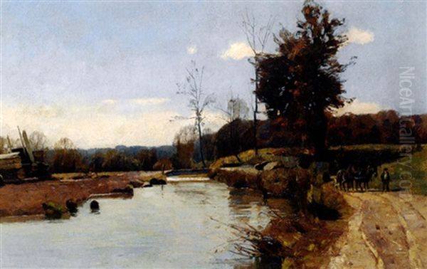 Herbstliche Flusslandschaft Oil Painting by Bernhard Buttersack