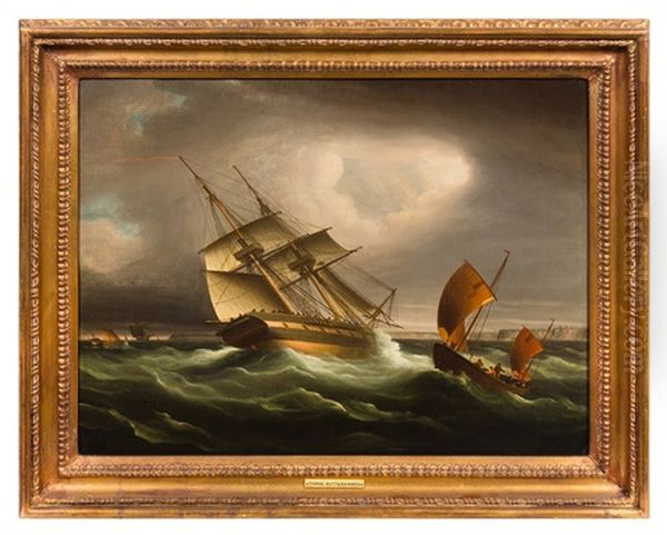 A Frigate In The Dover Channel Oil Painting by Thomas Buttersworth Jr.