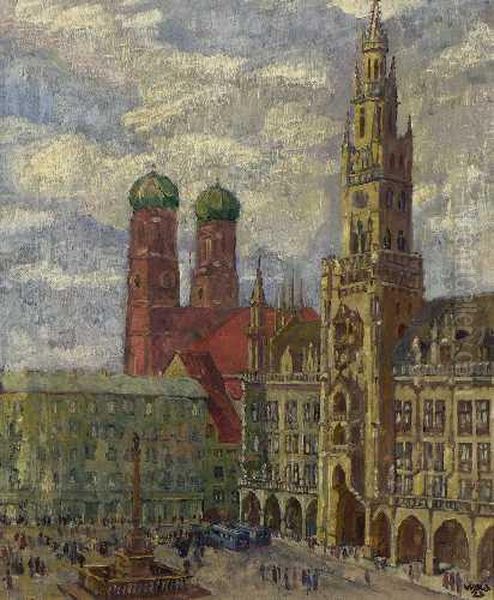 Der Marienplatz In Munchen Oil Painting by Theodor Alt