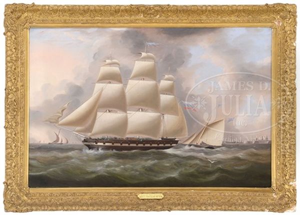 Portrait Of The Merchant Ship Dolphin Off Portsmouth England Oil Painting by James Edward Buttersworth