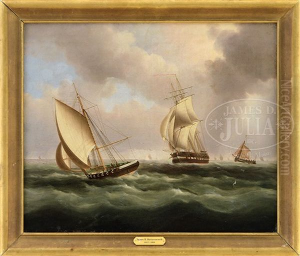 Shipping In A Busy Channel Oil Painting by James Edward Buttersworth