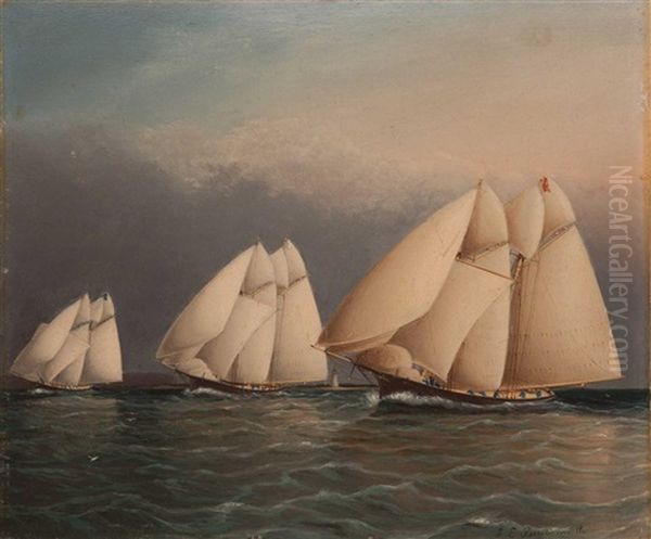 The Start Of The Great Transatlantic Yacht Race Oil Painting by James Edward Buttersworth