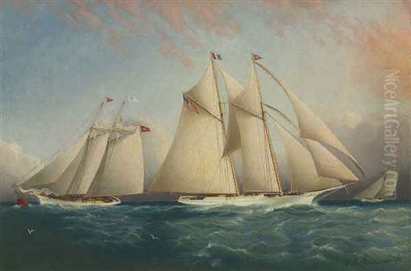 Yacht Julia Racing Oil Painting by James Edward Buttersworth