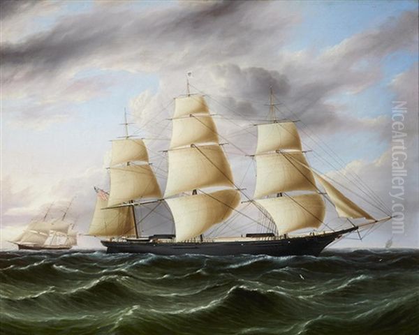 The American Clipper Ship Black Warrior Outward Bound Oil Painting by James Edward Buttersworth