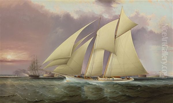 The Yacht Magic Defending America's Cup Oil Painting by James Edward Buttersworth