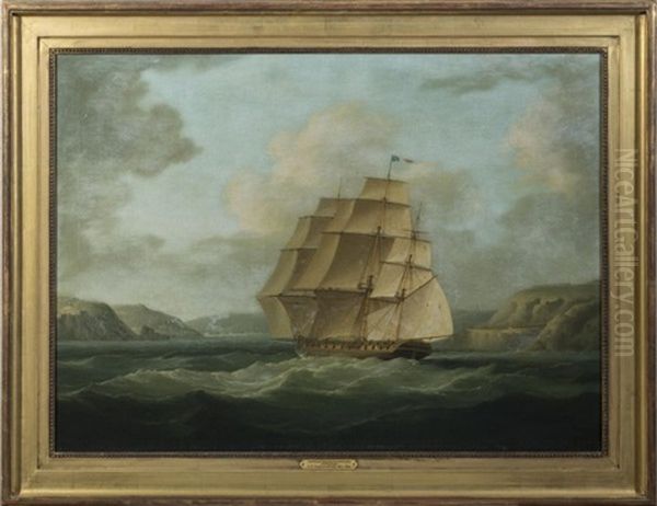 French Frigate Flying The Commodore's Flag, Entering Brest Oil Painting by James Edward Buttersworth