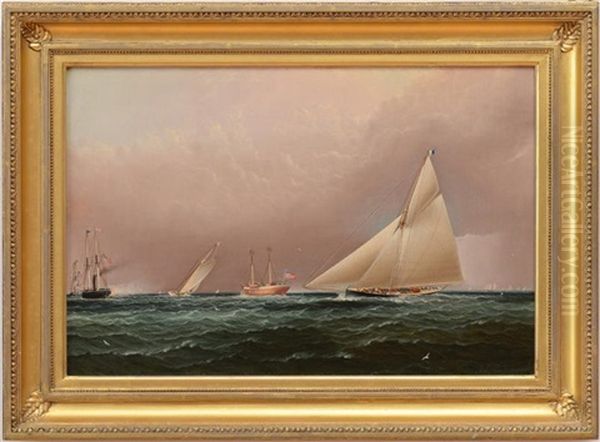 New York Yacht Club Race Off Sandy Hook Oil Painting by James Edward Buttersworth