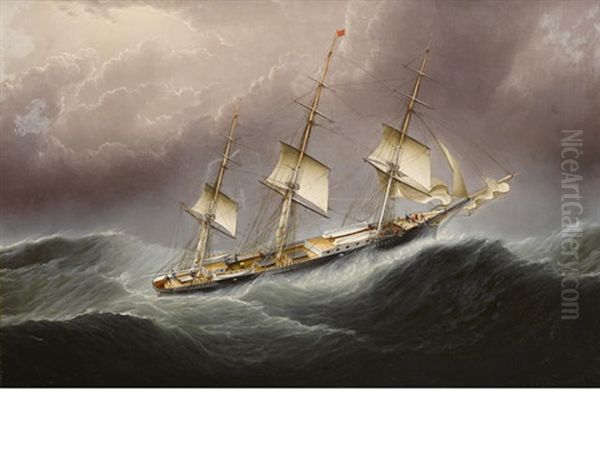 The American Clipper Ship Flying Cloud, Scudding In A Gale Of Wind Off Cape Horn Oil Painting by James Edward Buttersworth