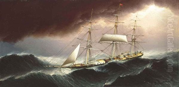 Holding The Lines: A Clipper Ship Reefed-down And Riding Out The Gale by James Edward Buttersworth