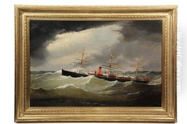 Portrait Of British Cunard Steamer Gallia Oil Painting by James Edward Buttersworth