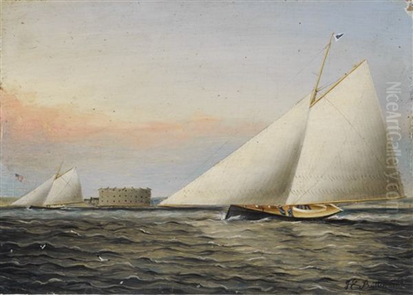 New York Harbor Oil Painting by James Edward Buttersworth