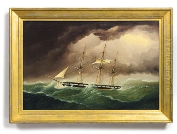 Packet Ship In A Storm Oil Painting by James Edward Buttersworth