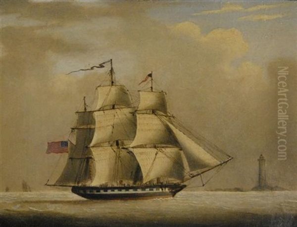 Ship/sloop Peacock Oil Painting by James Edward Buttersworth