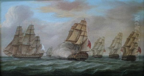 English And French Fleets In Line Of Battle by James Edward Buttersworth