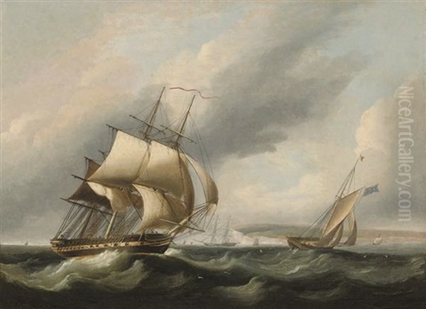 Vessels In A Stiff Breeze Off The North Foreland Oil Painting by James Edward Buttersworth