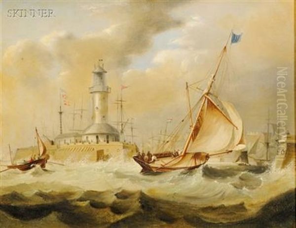 Ramsgate Lighthouse, Kent Oil Painting by James Edward Buttersworth