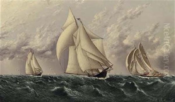 Yachts Racing Oil Painting by James Edward Buttersworth