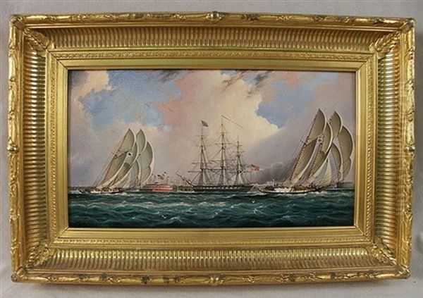 Yacht Race, New York Harbor Oil Painting by James Edward Buttersworth