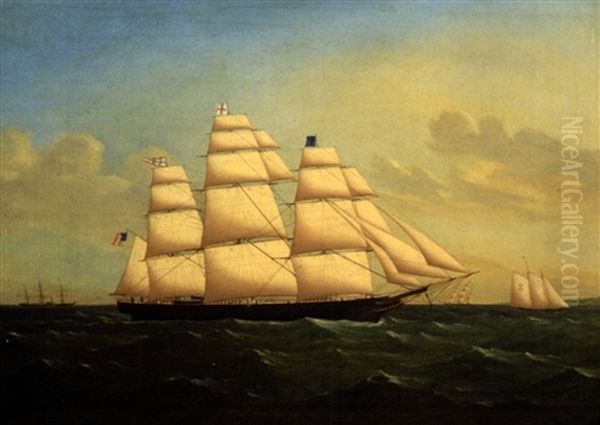 Portrait Of Clipper Ship "game Cock' Oil Painting by James Edward Buttersworth