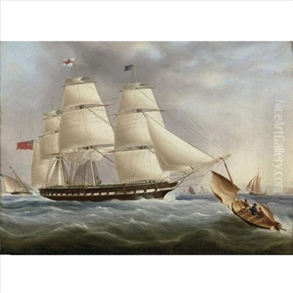 A Three-masted Ship Off Dover Oil Painting by James Edward Buttersworth