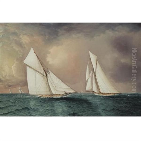 Vigilant And Valkyrie Ii In The 1893  America's Cup Race Oil Painting by James Edward Buttersworth