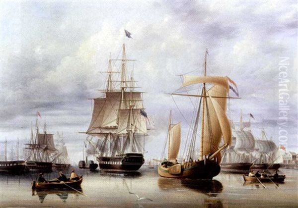 Shipping In A Port Oil Painting by James Edward Buttersworth