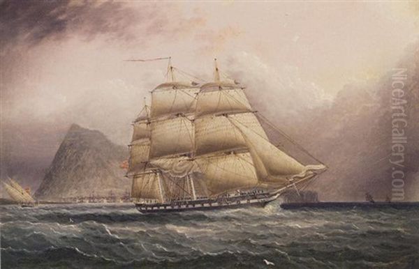 American Frigate Off Gibralter by James Edward Buttersworth