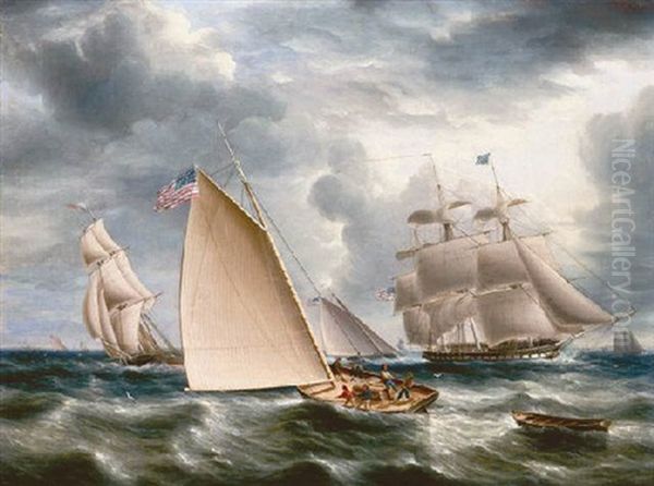 American Shipping Displays The Flag Oil Painting by James Edward Buttersworth