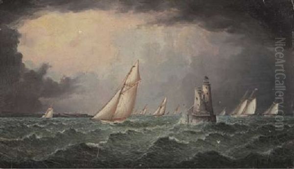 A Club Regatta Near Boston Oil Painting by James Edward Buttersworth