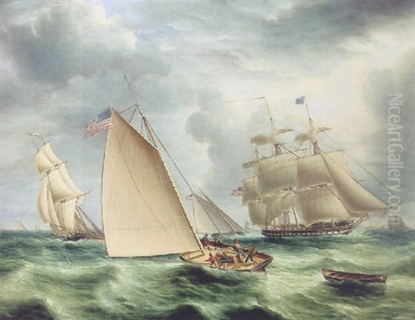 American Shipping Displays The Flag Oil Painting by James Edward Buttersworth