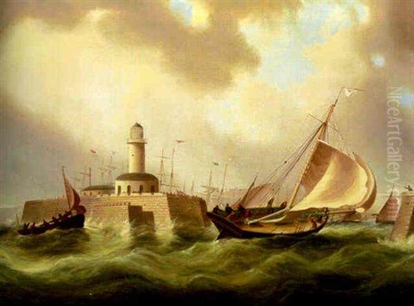 Passing Ramsgate Lighthouse, Kent Oil Painting by James Edward Buttersworth