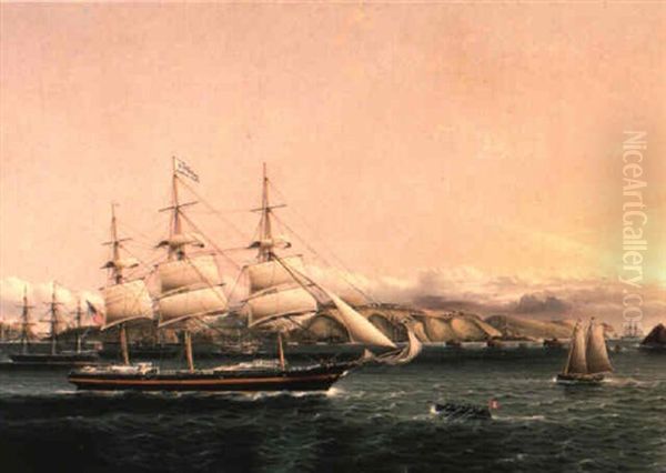 The 'edward O'brien' Entering Port Oil Painting by James Edward Buttersworth