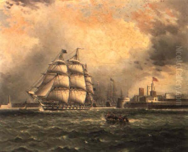 Portsmouth Harbour Oil Painting by James Edward Buttersworth