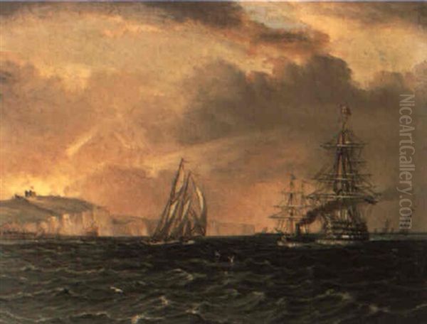 Shipping Off Dover, England Oil Painting by James Edward Buttersworth