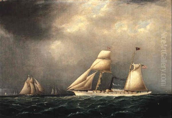 Steamboat With Sails Oil Painting by James Edward Buttersworth