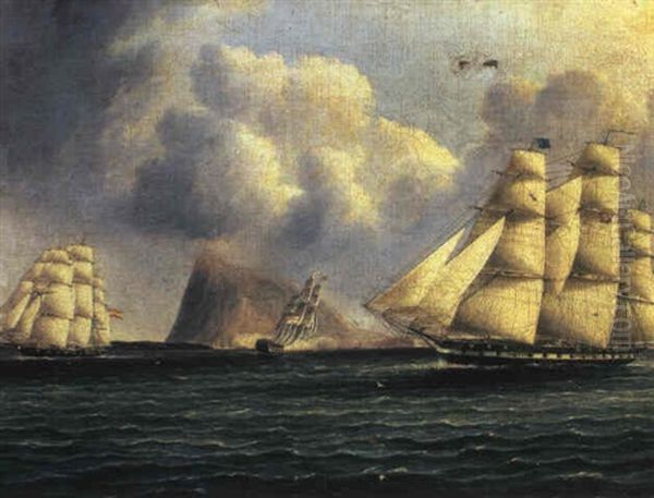 Salute At Gibraltar Oil Painting by James Edward Buttersworth