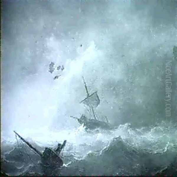 Sinking Ships Oil Painting by James Edward Buttersworth