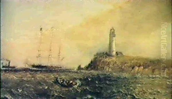 Ship At Anchor Oil Painting by James Edward Buttersworth